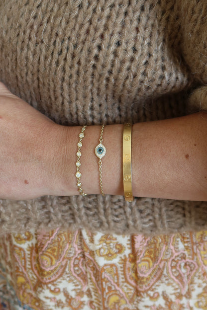 Small Evil Eye Gold Chain Bracelet