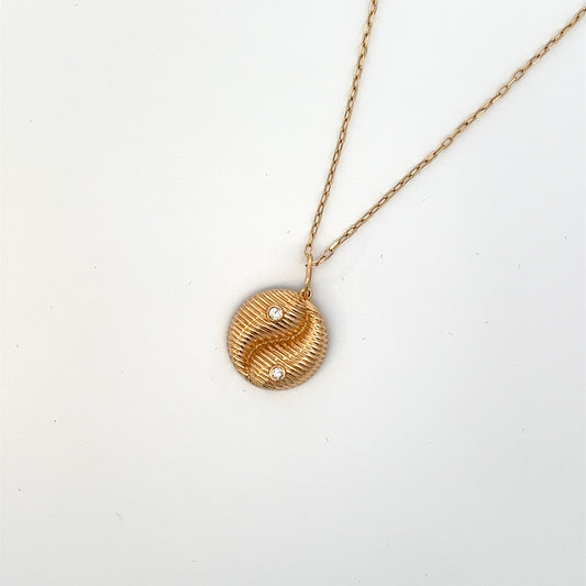 Gold Yin Yang Diamond Pendant Gold Necklace