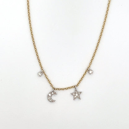 Tiny Moon and Star Necklace