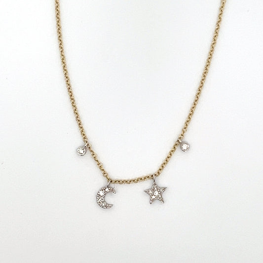 Tiny Moon and Star Necklace